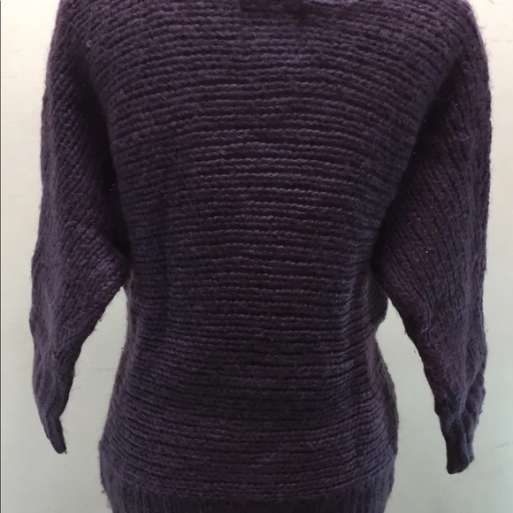 American Eagle Outfitters Cable Knit Women Sweater S V-Neck Mohair Wool Purple - Picture 5 of 6